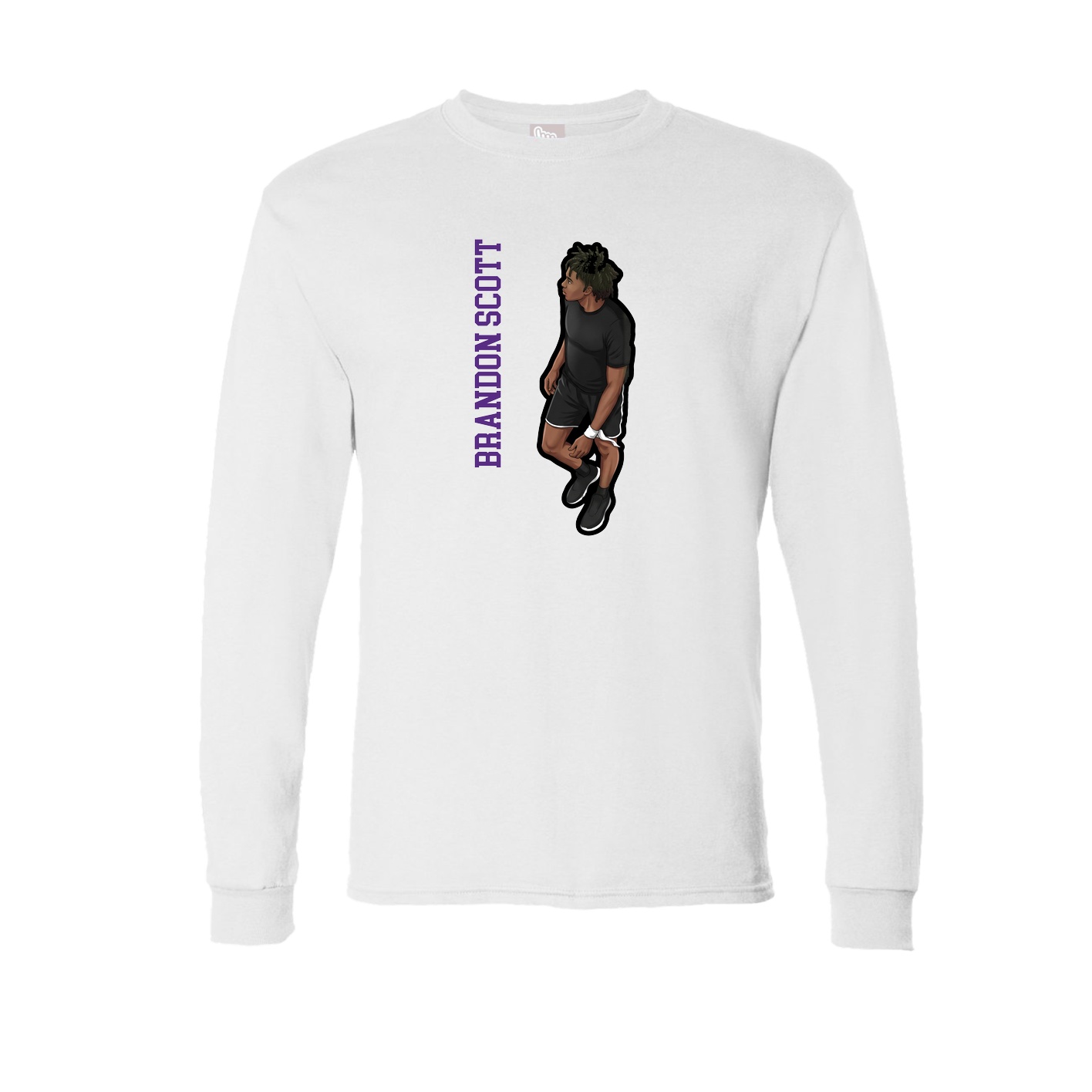 Long Sleeve Tee — Name Vertical in White