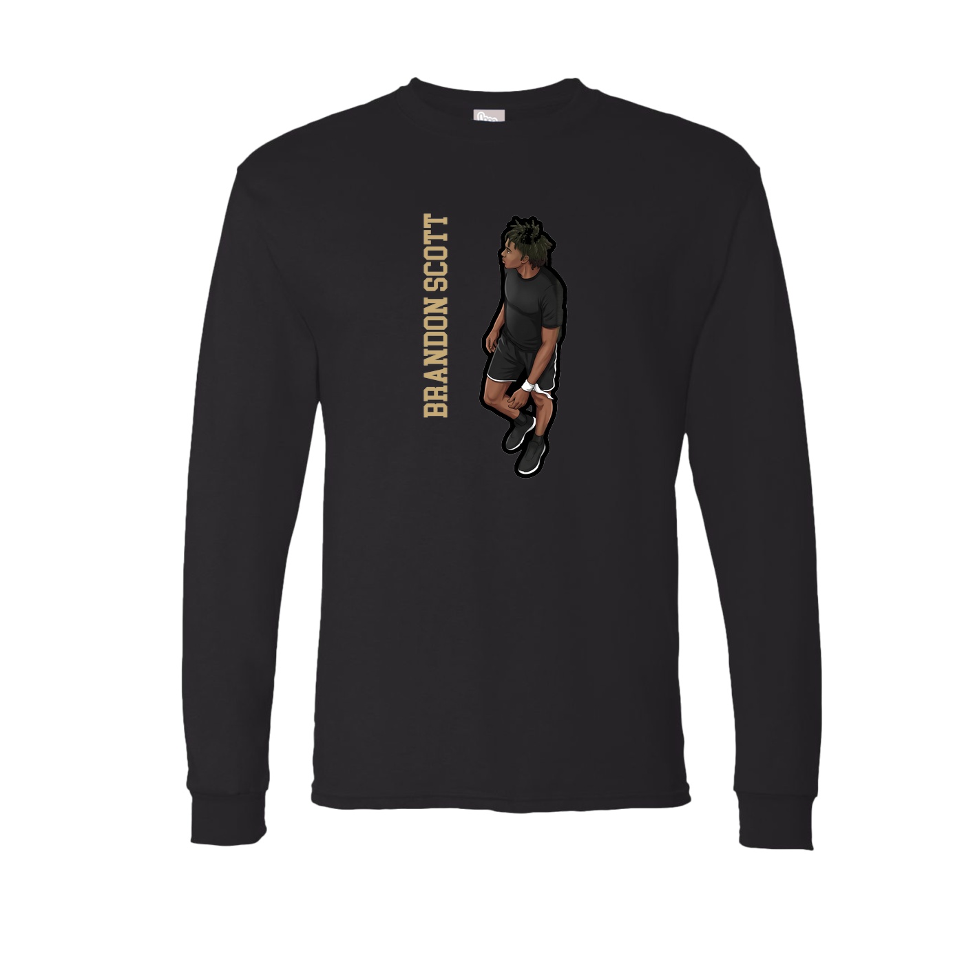 Long Sleeve Tee — Name Vertical in Black