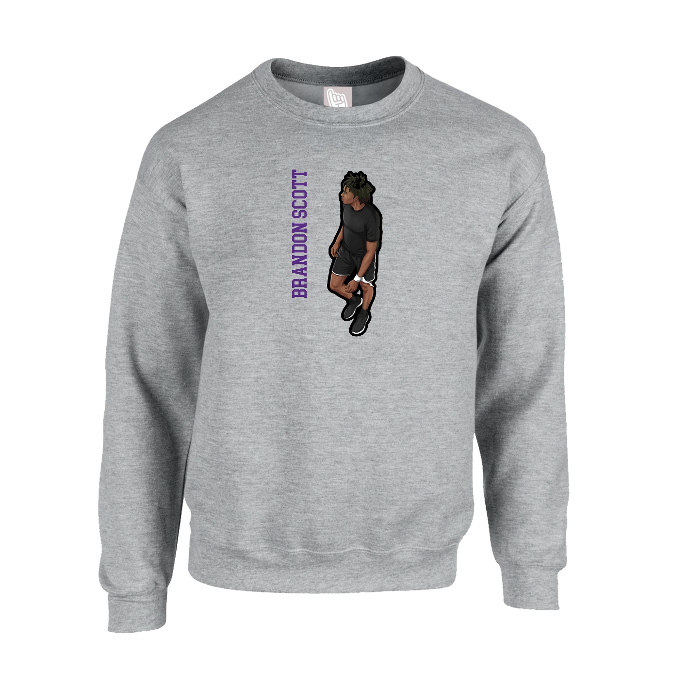 Fleece Crew — Name Vertical in Grey