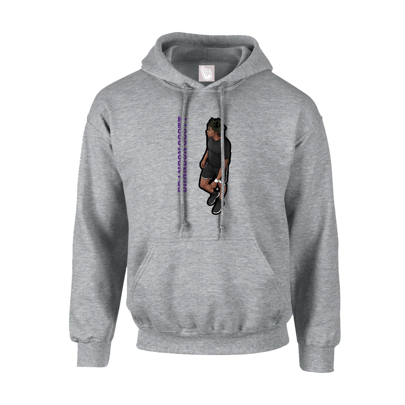 Youth Hoodie — Name Vertical in Grey
