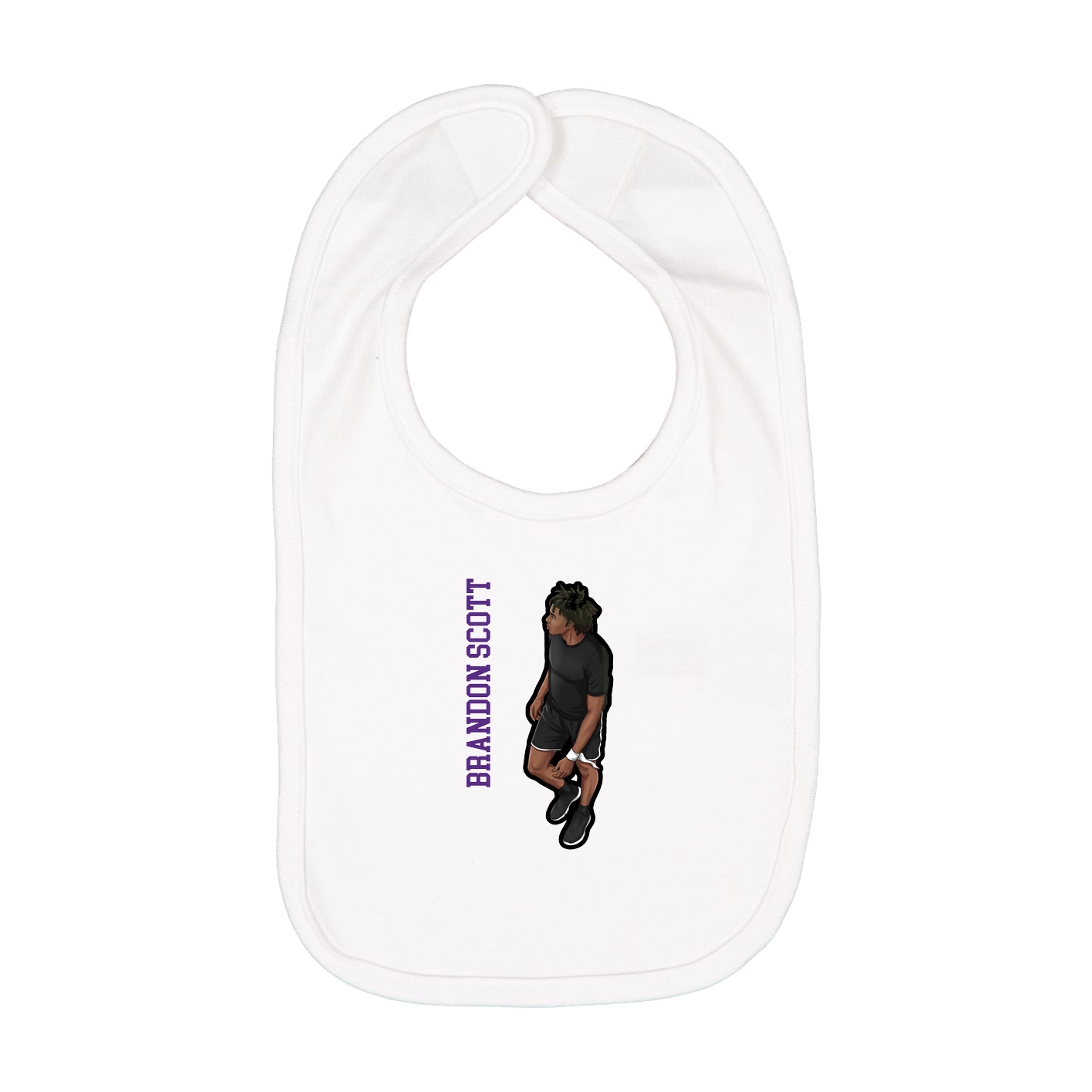 Infant Bib — Name Vertical in White
