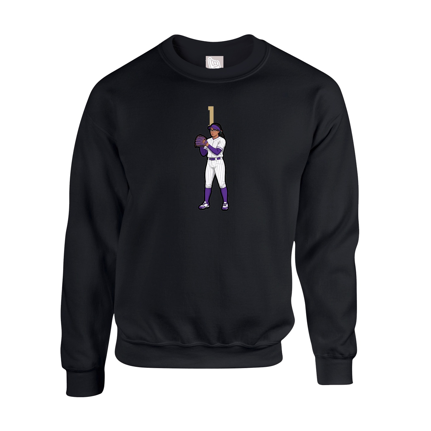 Fleece Crew — Number Top in Black
