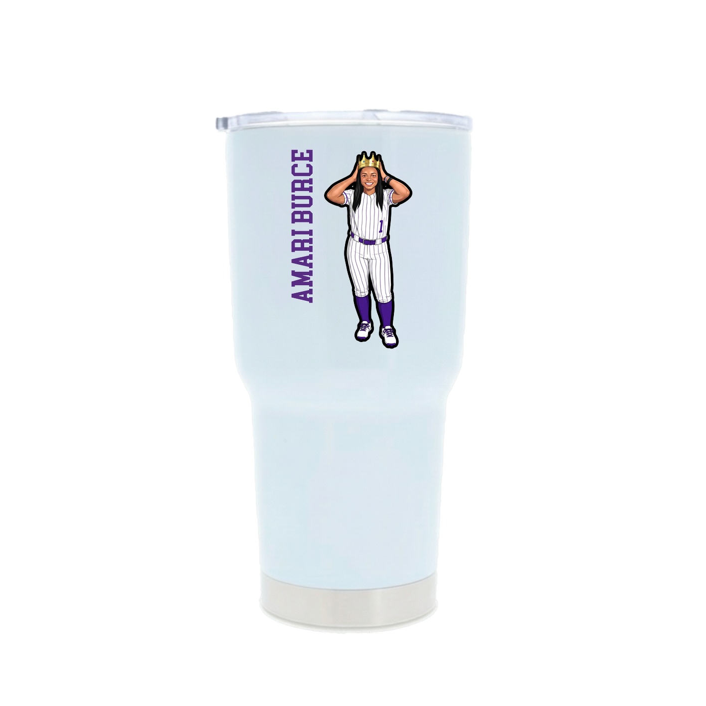 30oz Stainless Steel Tumbler — Name Vertical in White