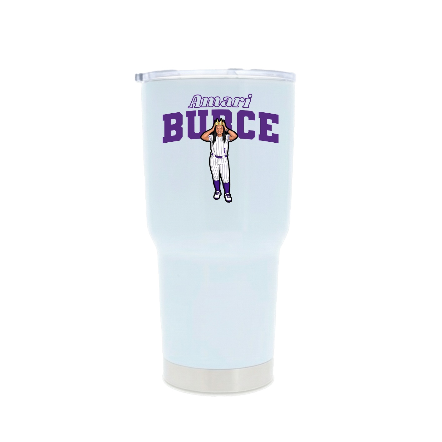 30oz Stainless Steel Tumbler — Name Arch in White