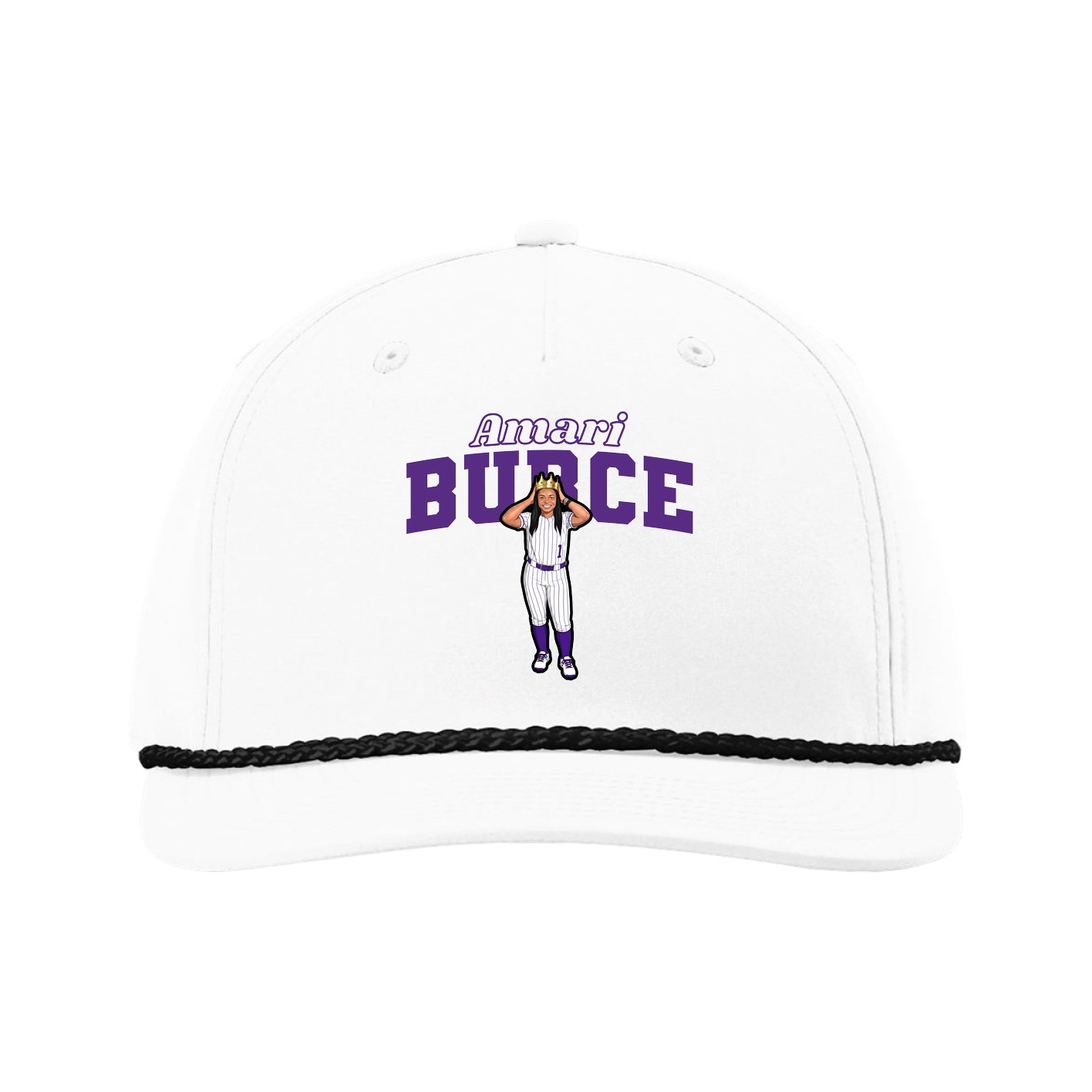 Five-Panel Classic Rope Cap — Name Arch in White