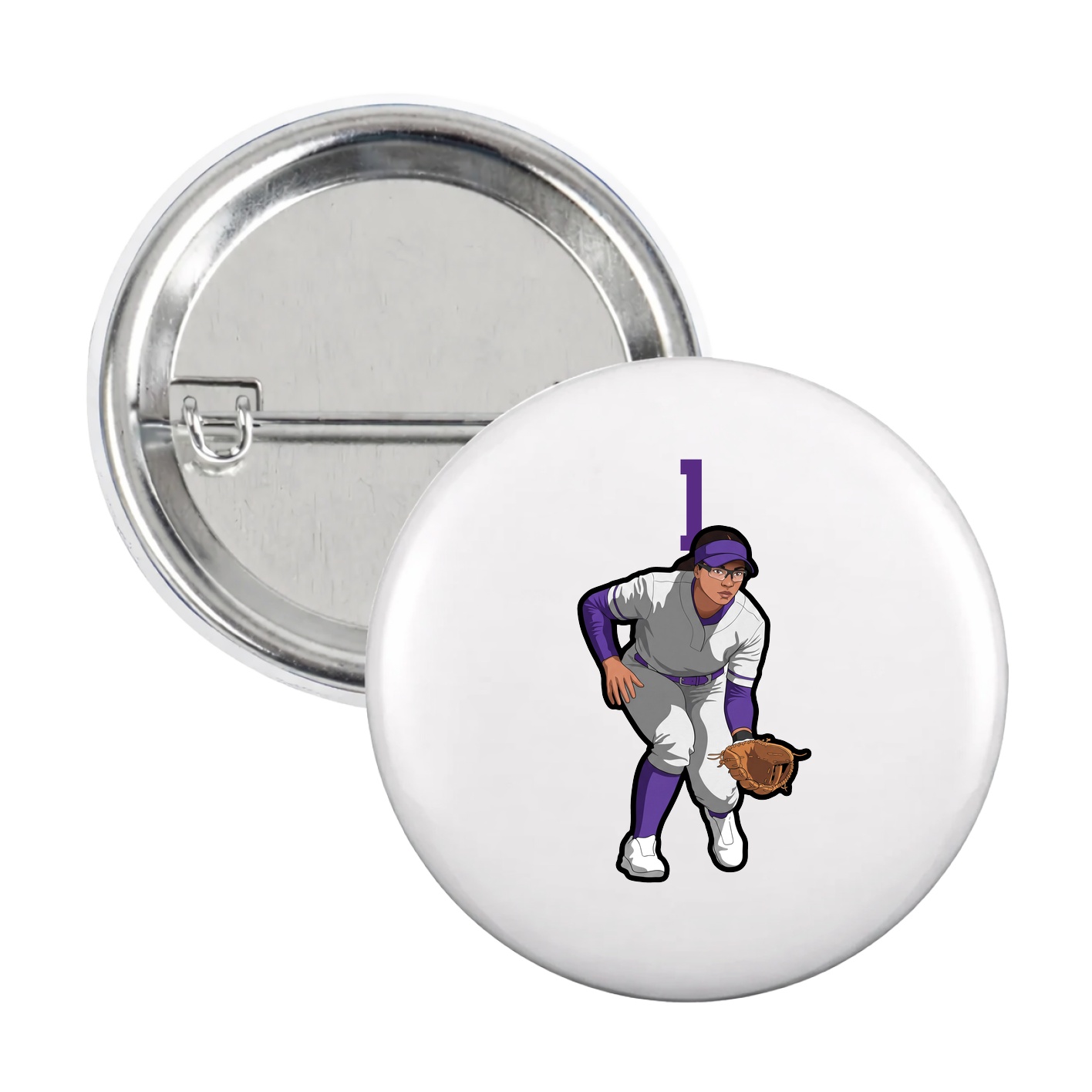 Game Day Button — Number Top in White