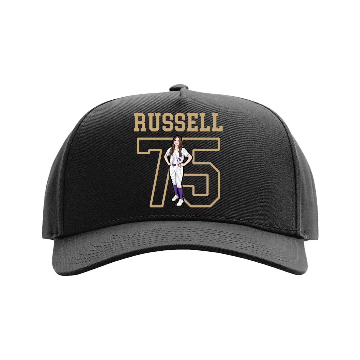 Full Fabric Five-Panel Champ Cap — Shirsey in Black