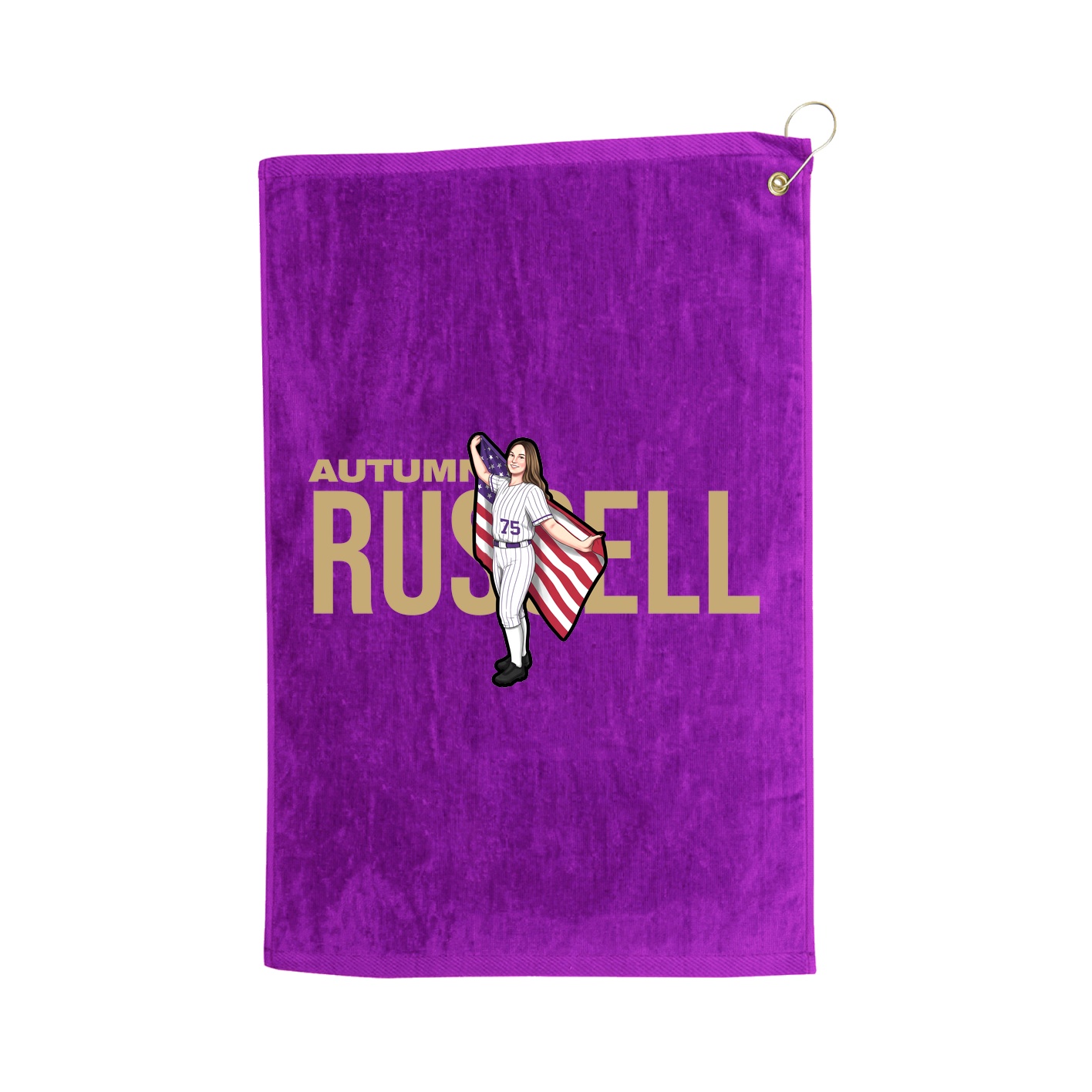 Golf Towel — Player Name in Purple