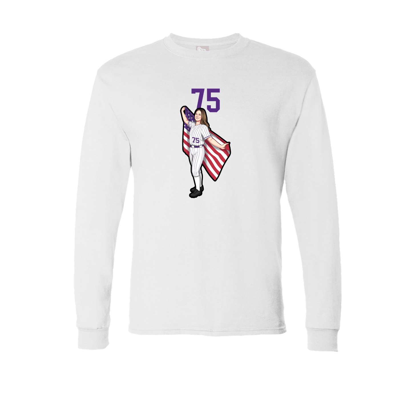 Long Sleeve Tee — Number Top in White