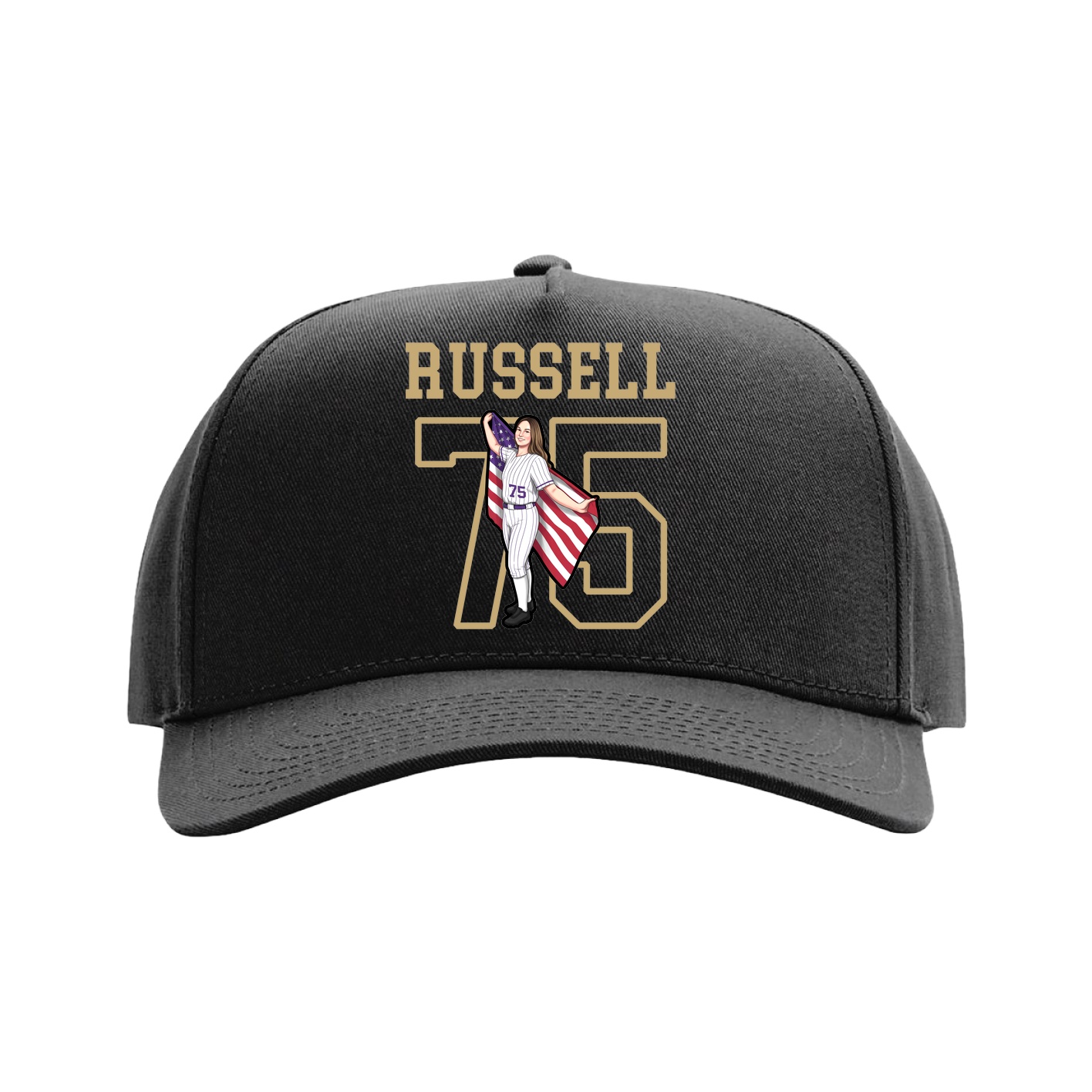 Full Fabric Five-Panel Champ Cap — Shirsey in Black