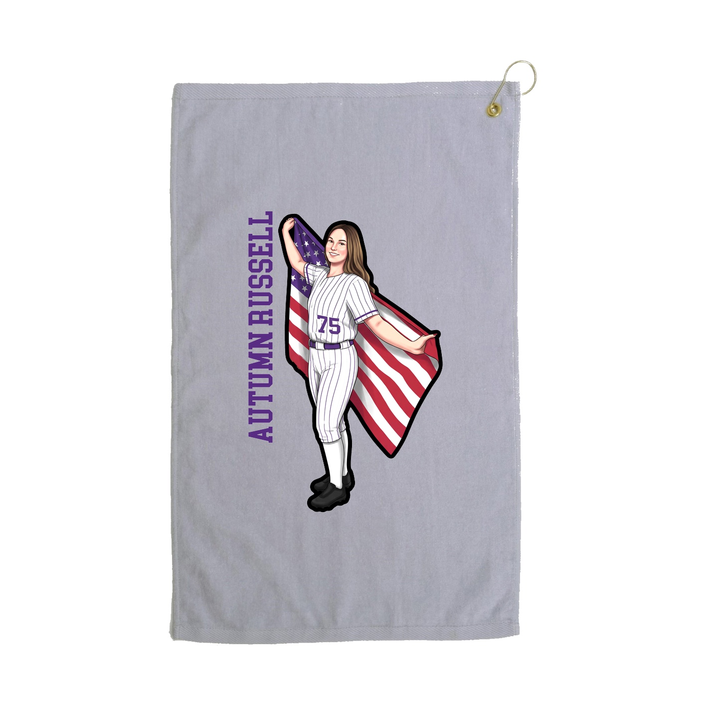 Golf Towel — Name Vertical in Grey