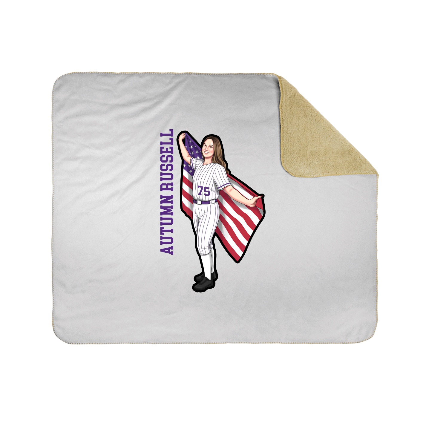 Throw Blanket — Name Vertical in White