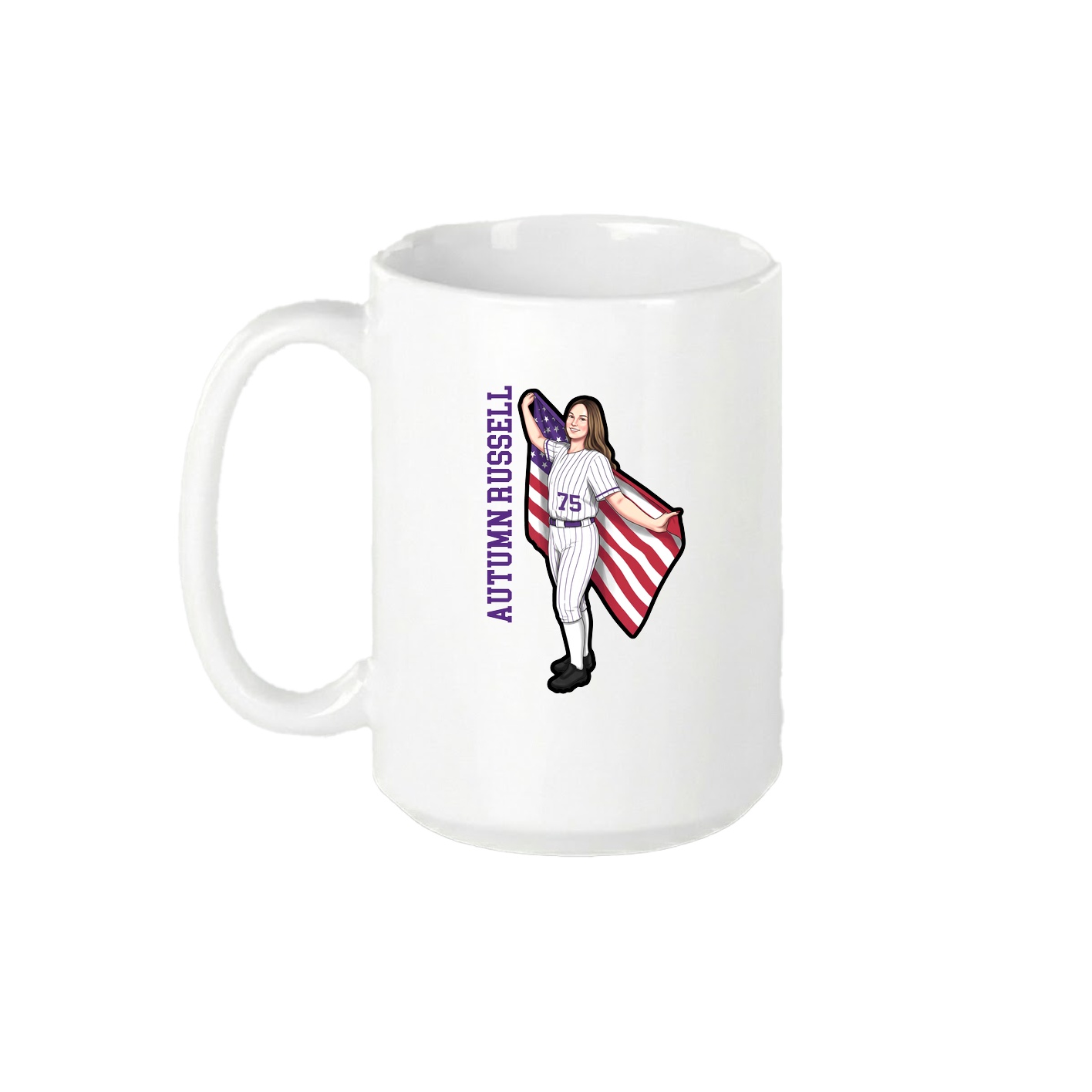 15oz Coffee Mug — Name Vertical in White