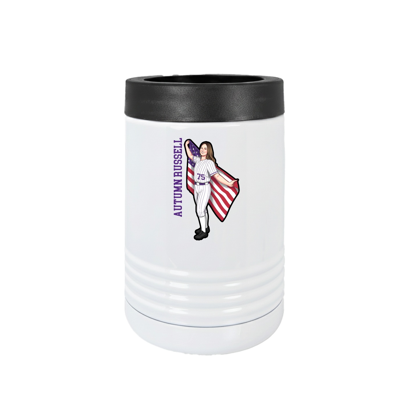 Beverage Holder — Name Vertical in White