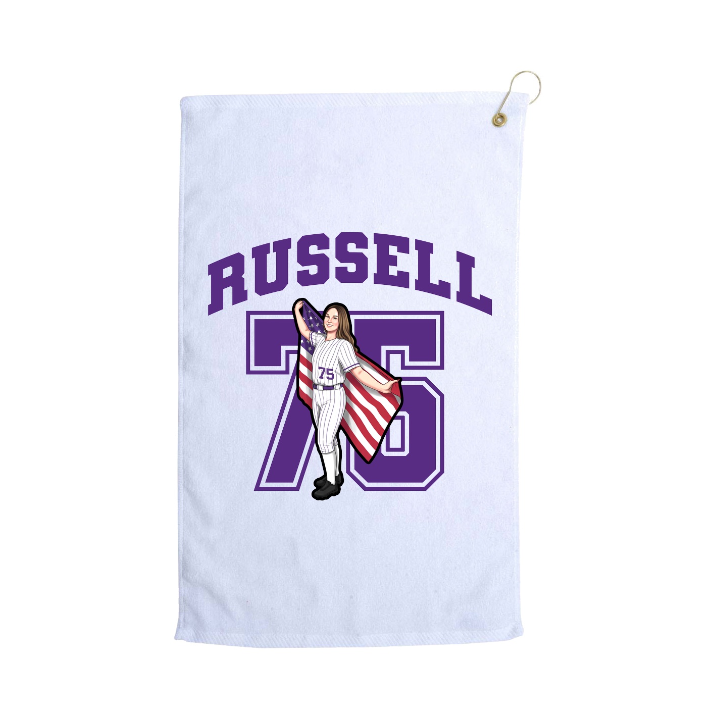 Golf Towel — Number in White
