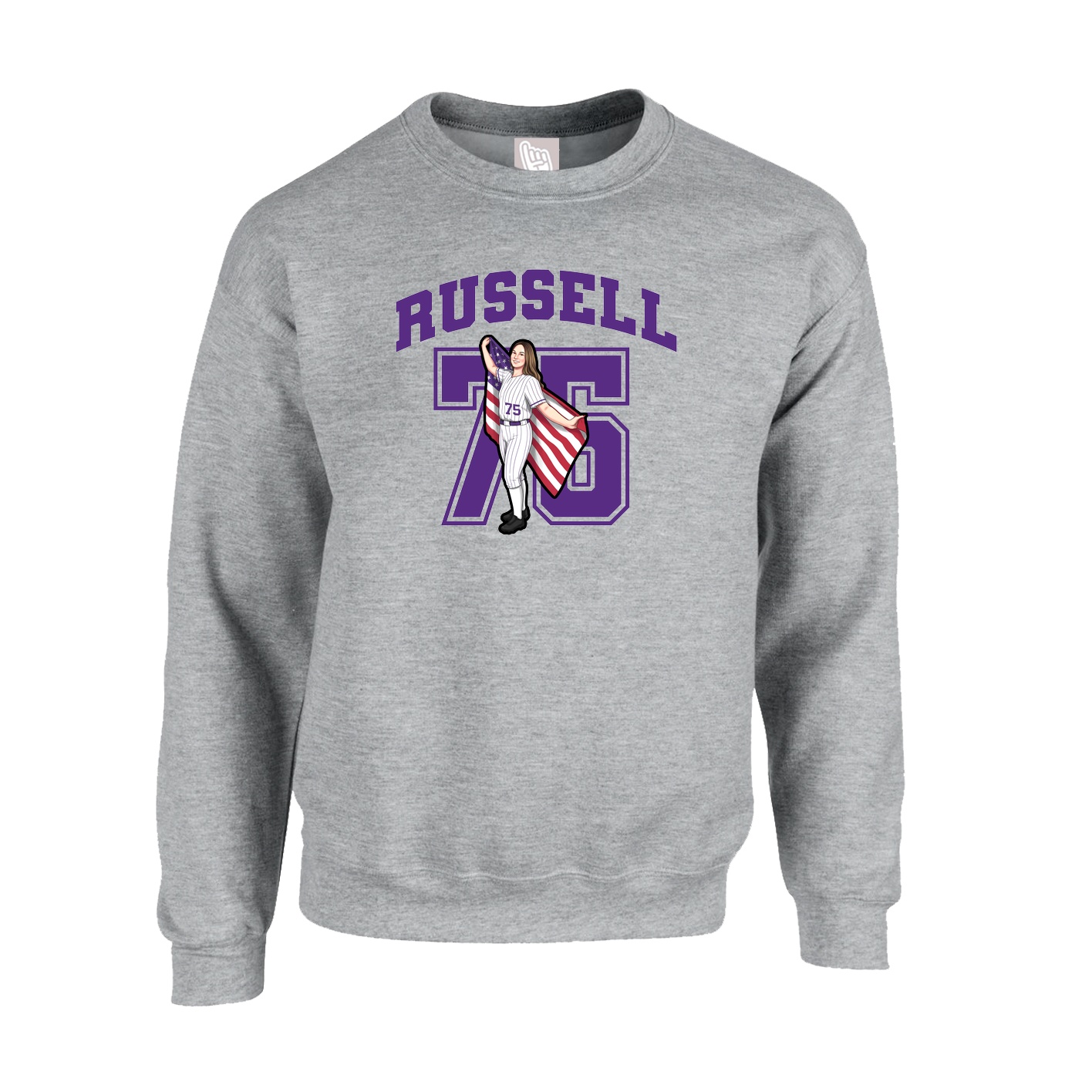 Fleece Crew — Number in Grey