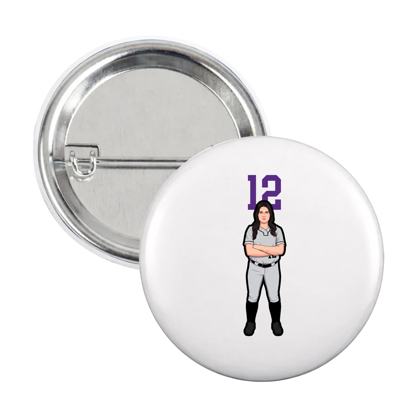 Game Day Button — Number Top in White