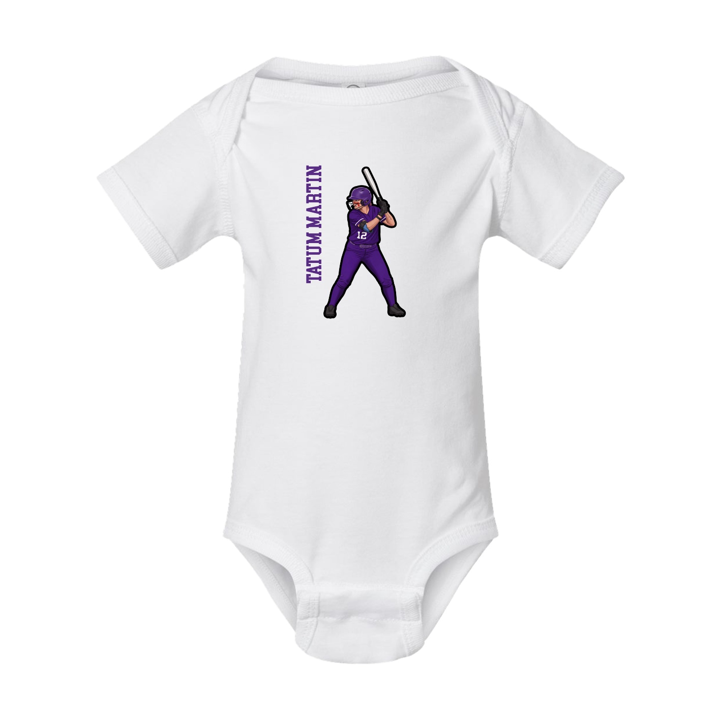 Baby Onesie — Name Vertical in White