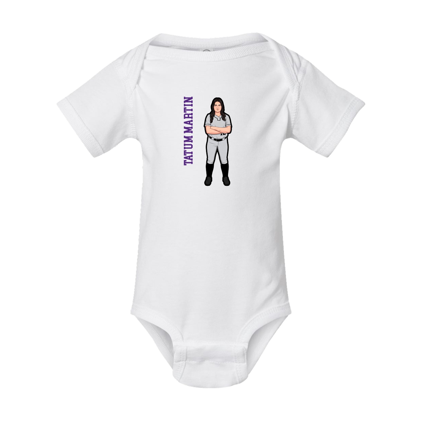 Baby Onesie — Name Vertical in White