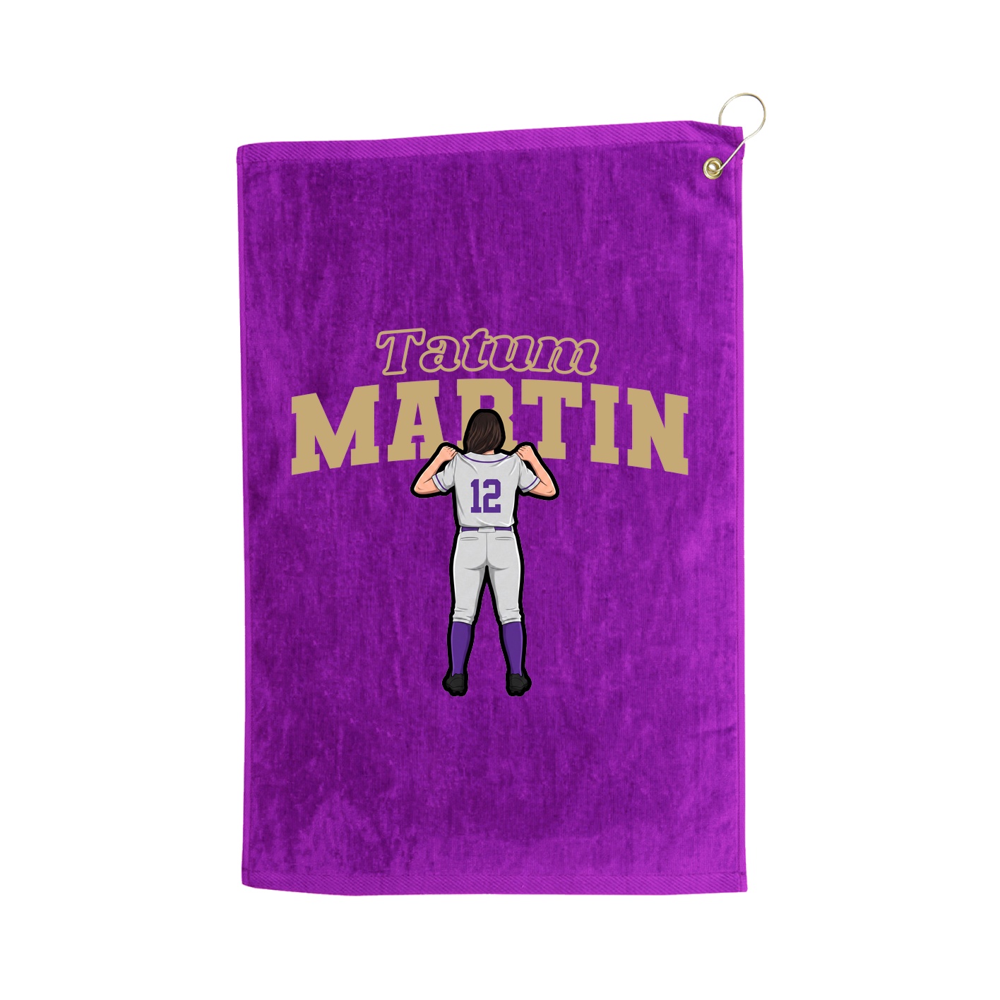 Golf Towel — Name Arch in Purple