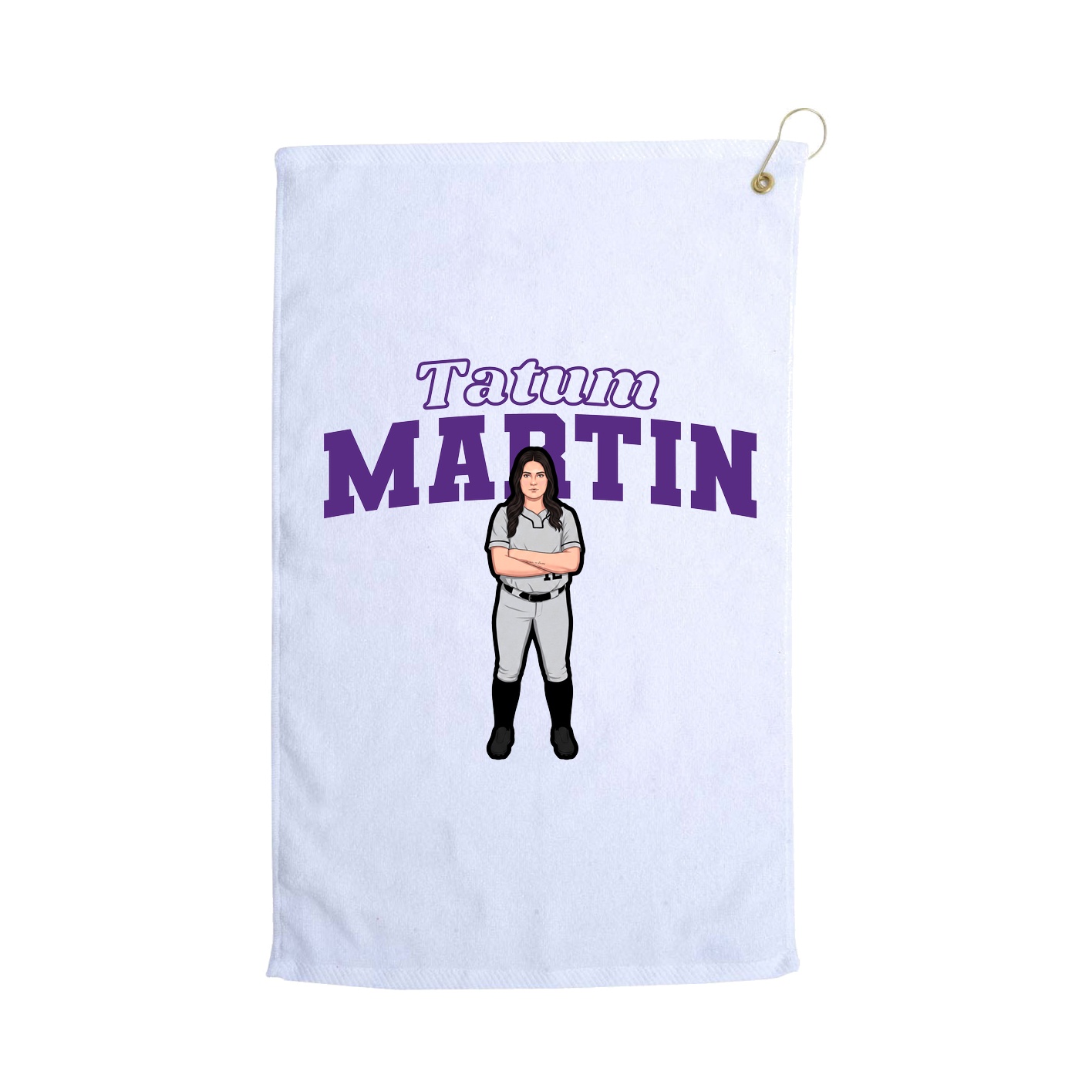 Golf Towel — Name Arch in White