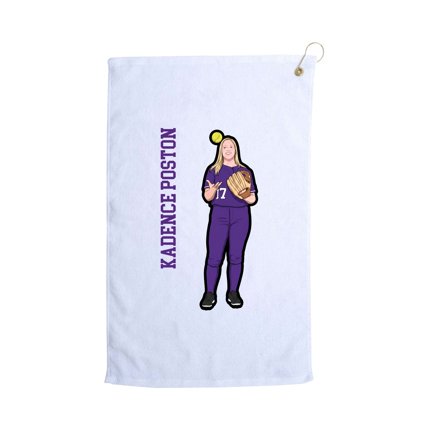 Golf Towel — Name Vertical in White