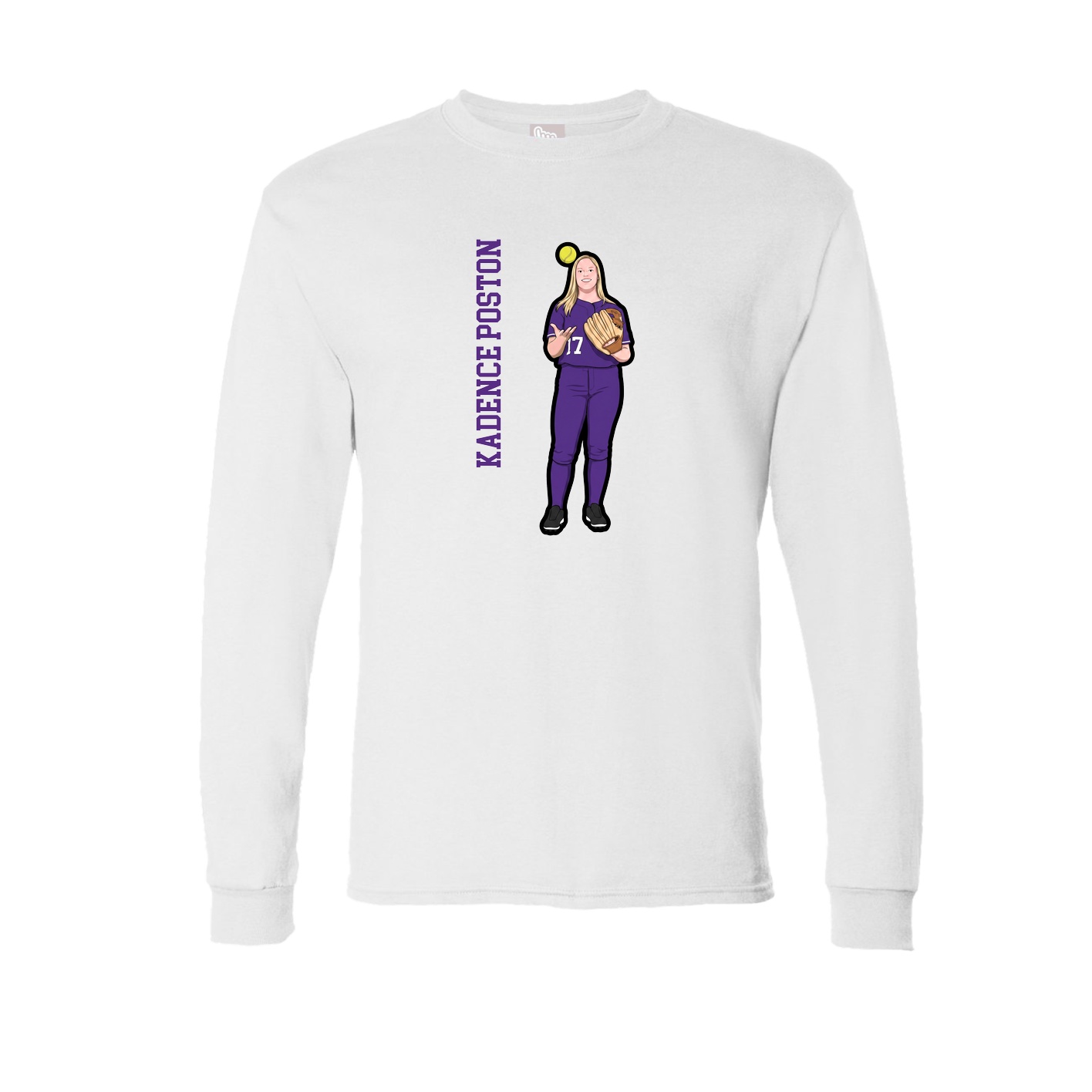 Long Sleeve Tee — Name Vertical in White