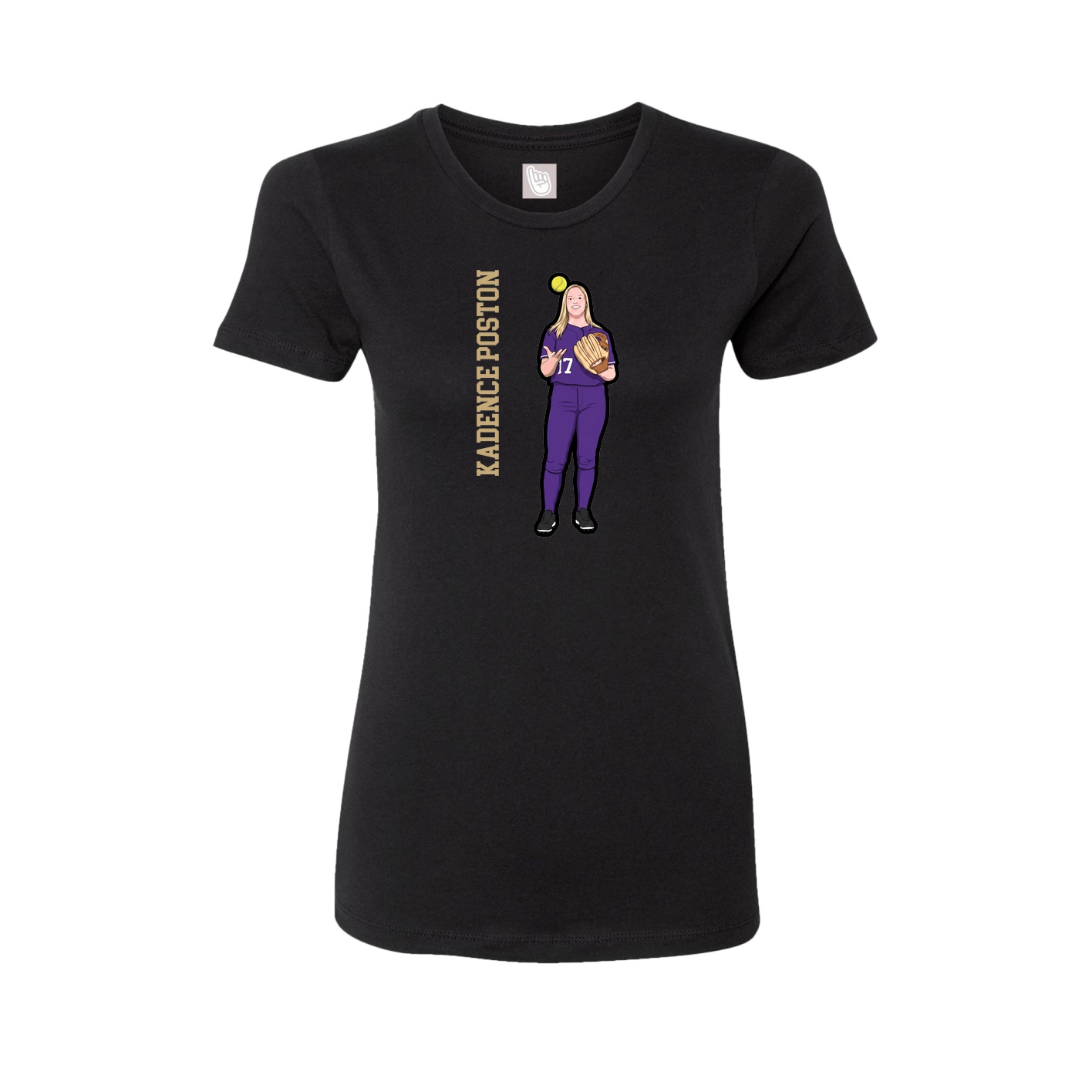 Fitted Women's Tee — Name Vertical in Black