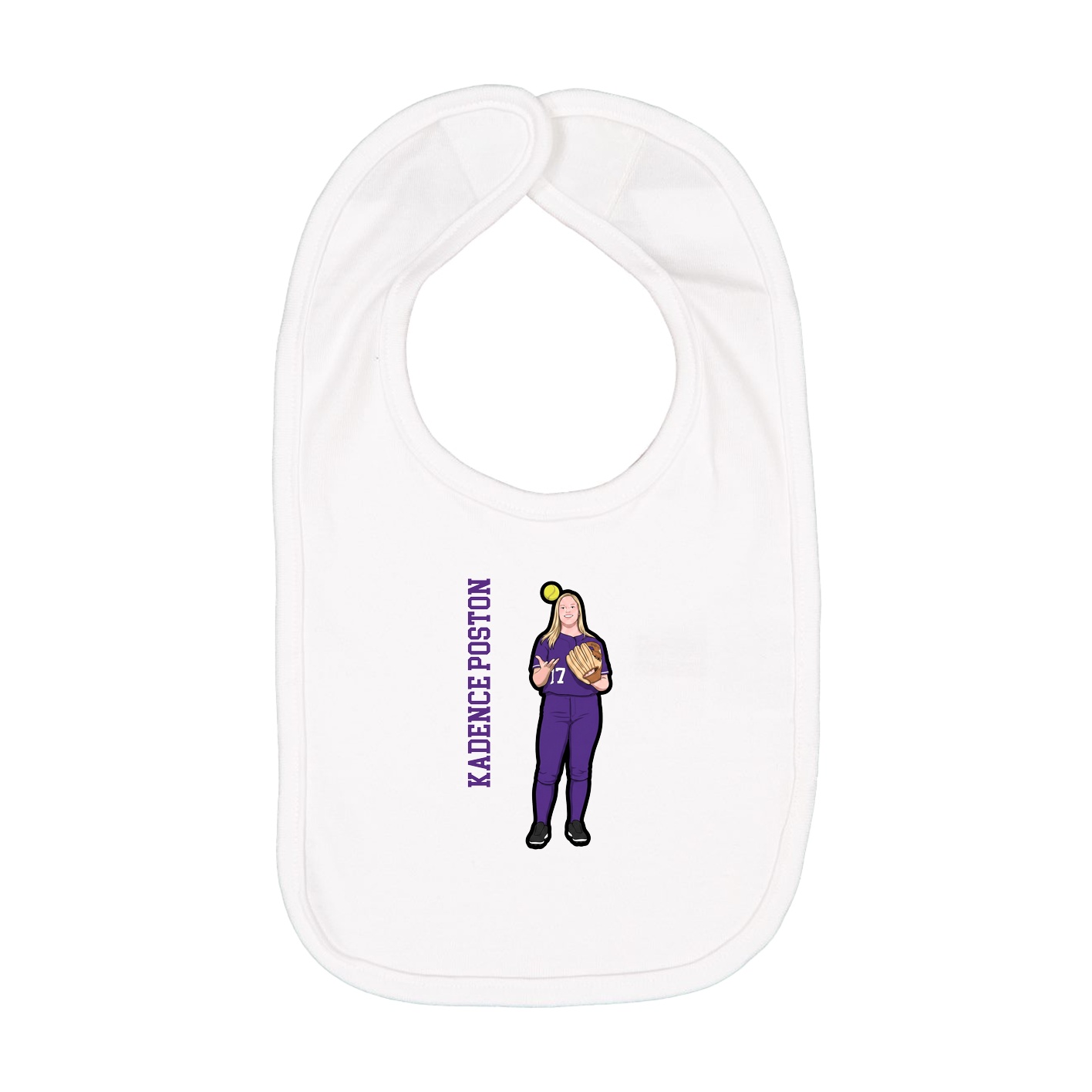 Infant Bib — Name Vertical in White