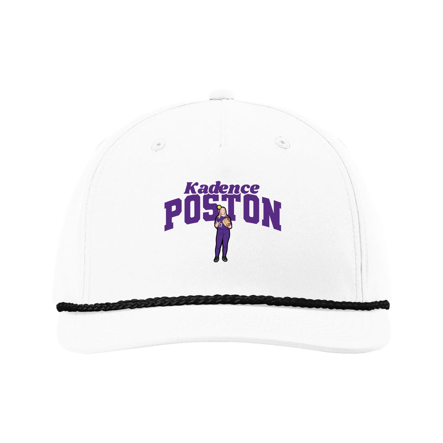 Five-Panel Classic Rope Cap — Signature Arch in White