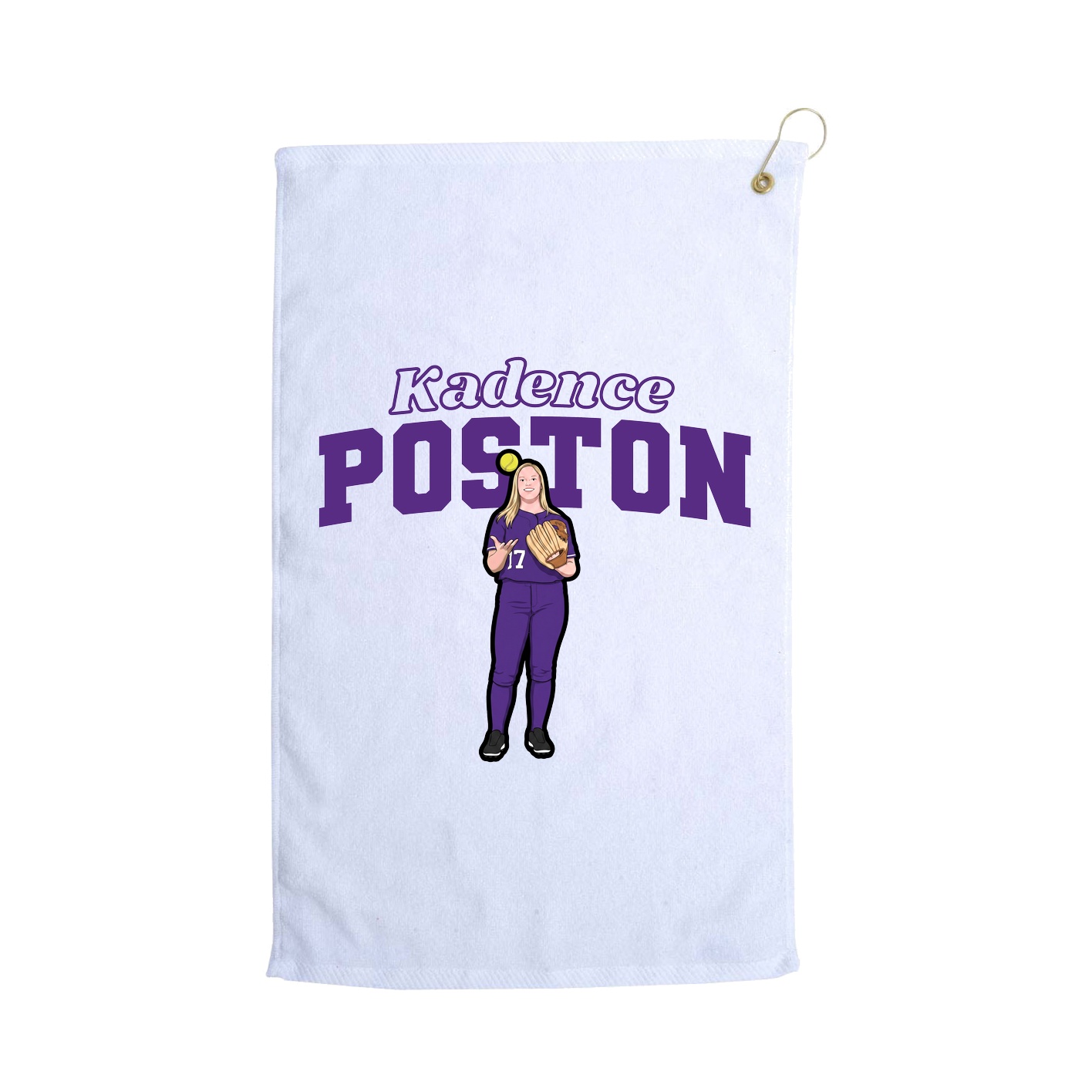 Golf Towel — Name Arch in White