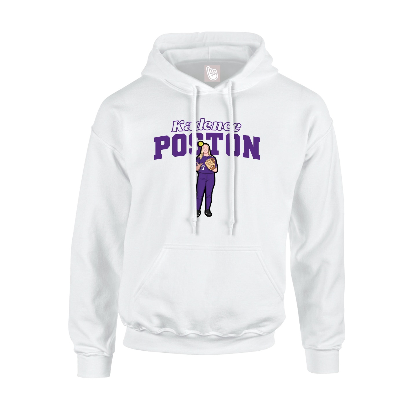 Youth Hoodie — Name Arch in White