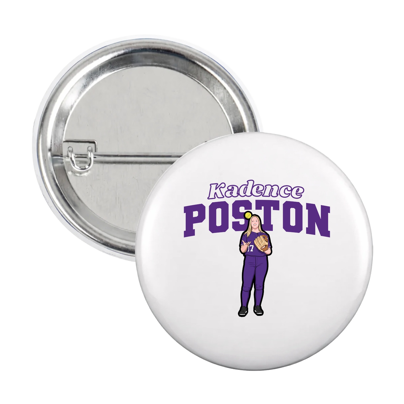 Game Day Button — Name Arch in White