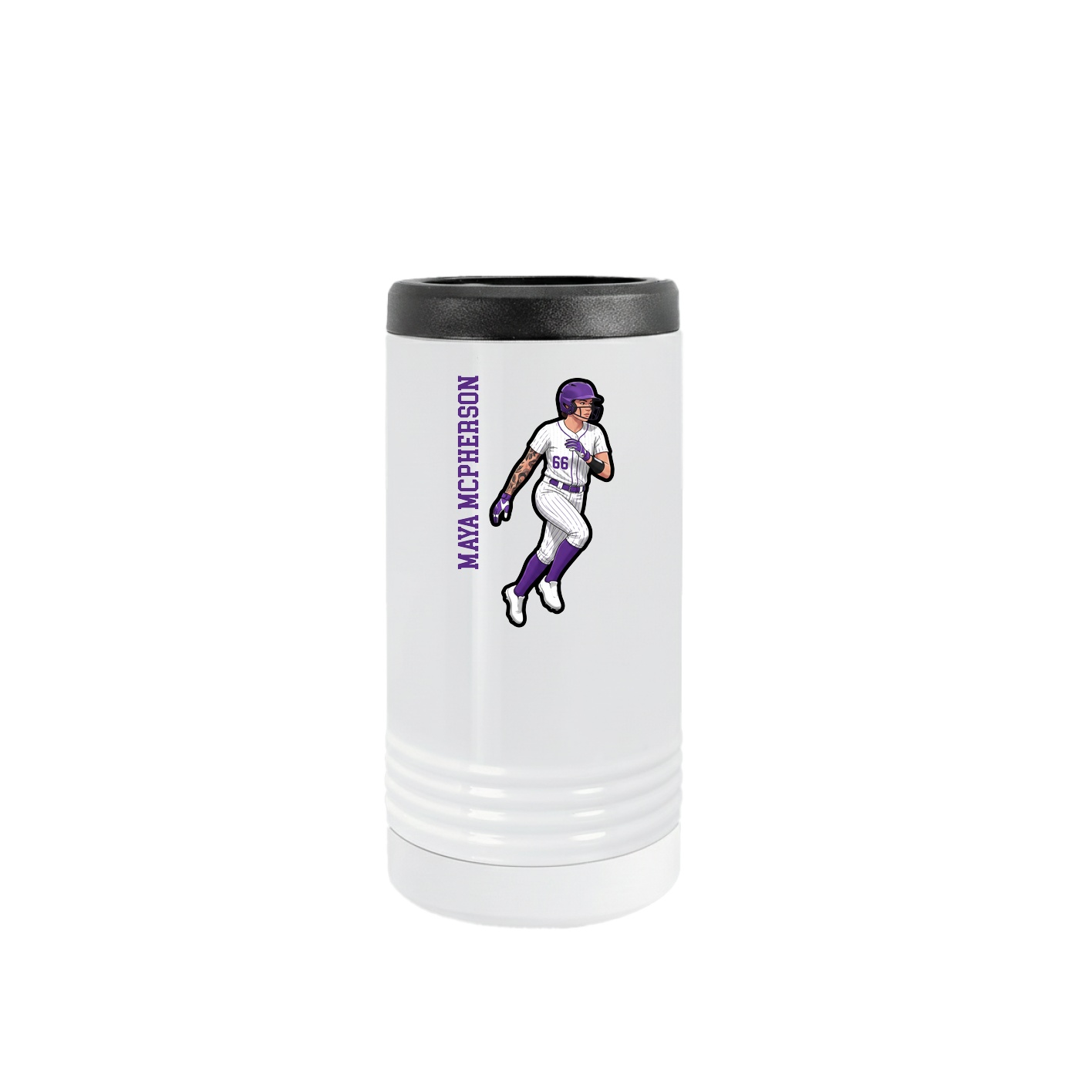 Slim Beverage Holder — Name Vertical in White