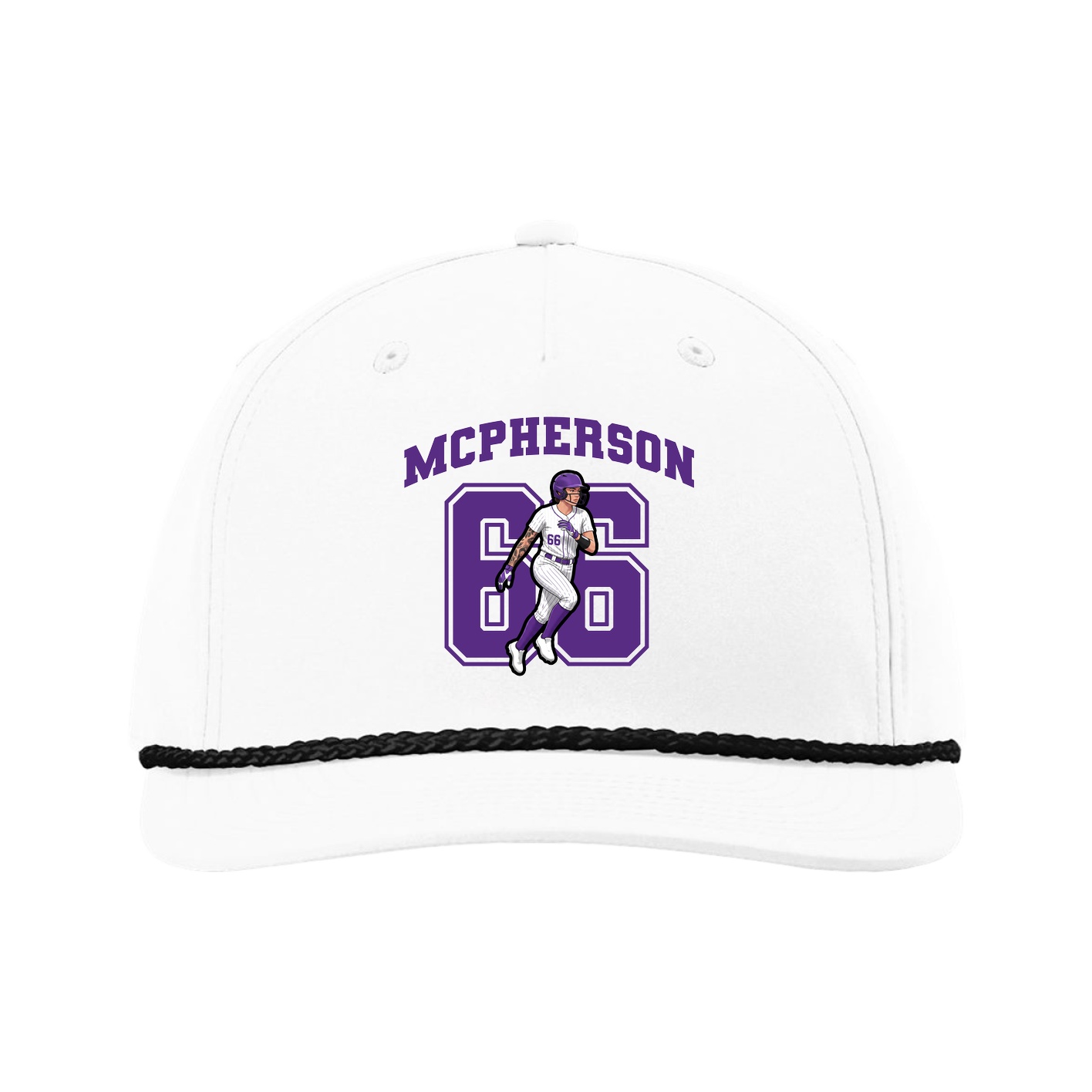Five-Panel Classic Rope Cap — Number in White