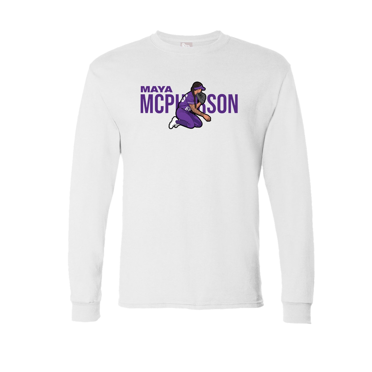 Long Sleeve Tee — Player Name in White