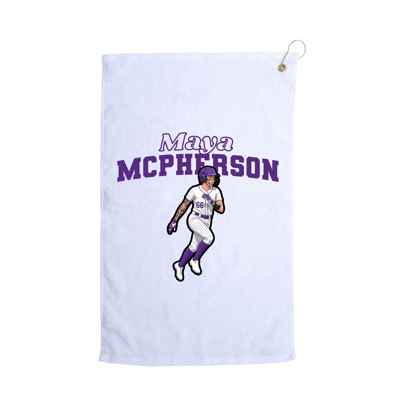 Golf Towel — Name Arch in White