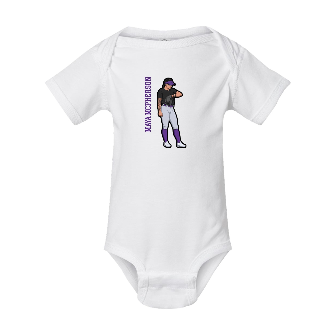 Baby Onesie — Name Vertical in White