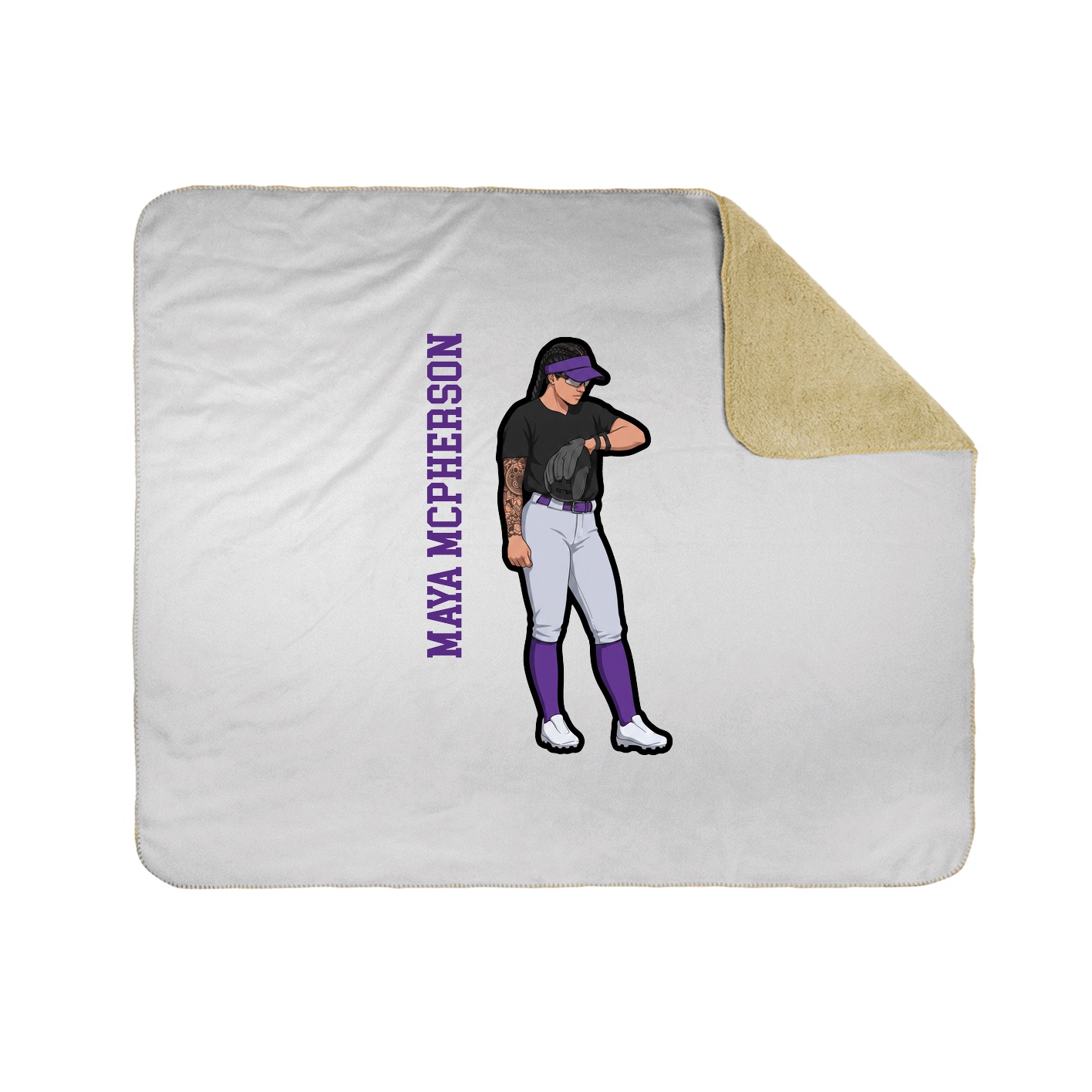 Throw Blanket — Name Vertical in White