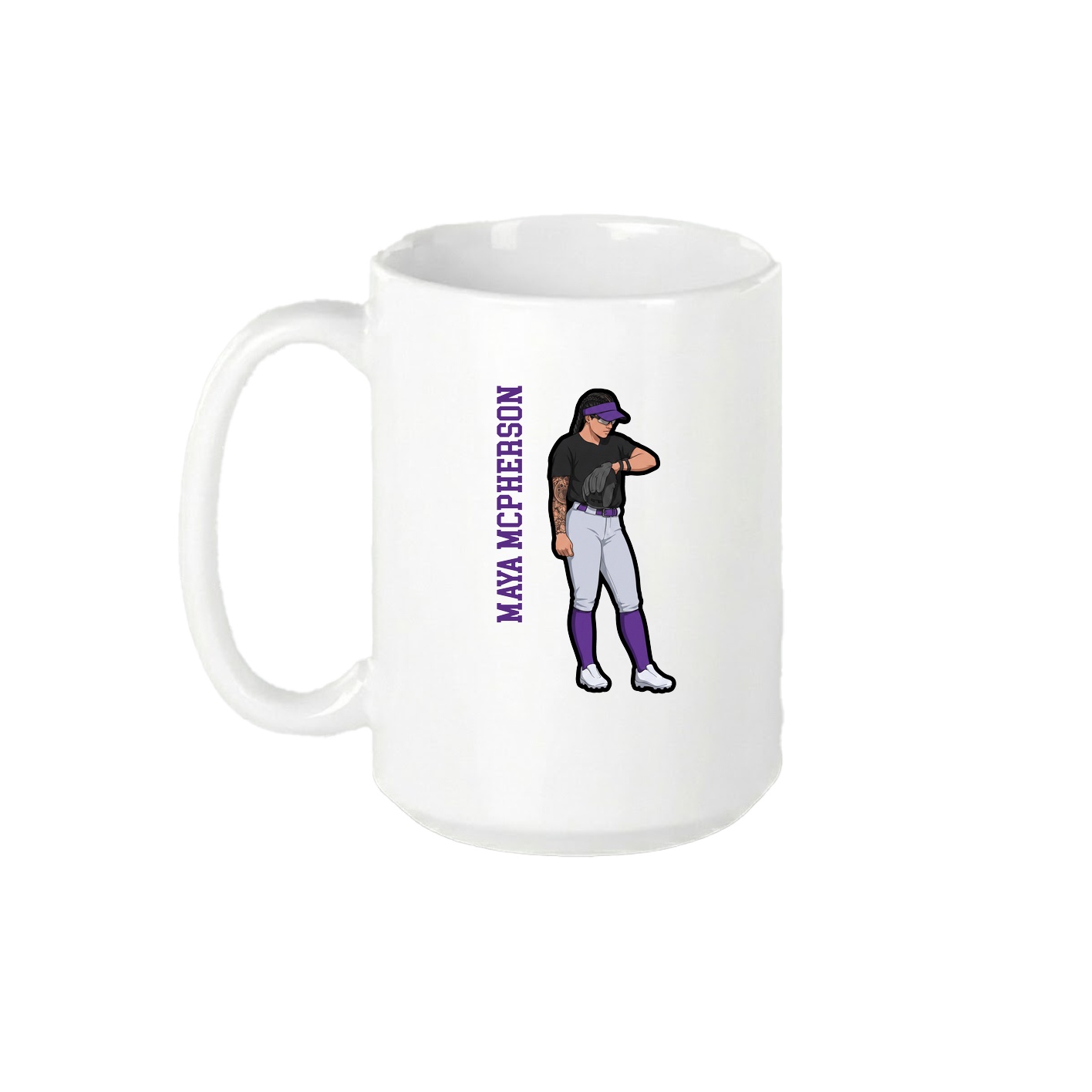 15oz Coffee Mug — Name Vertical in White