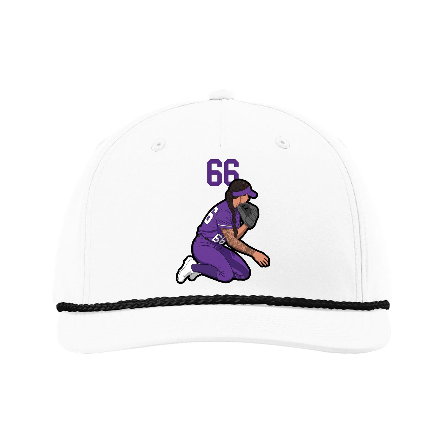 Five-Panel Classic Rope Cap — Number Top in White