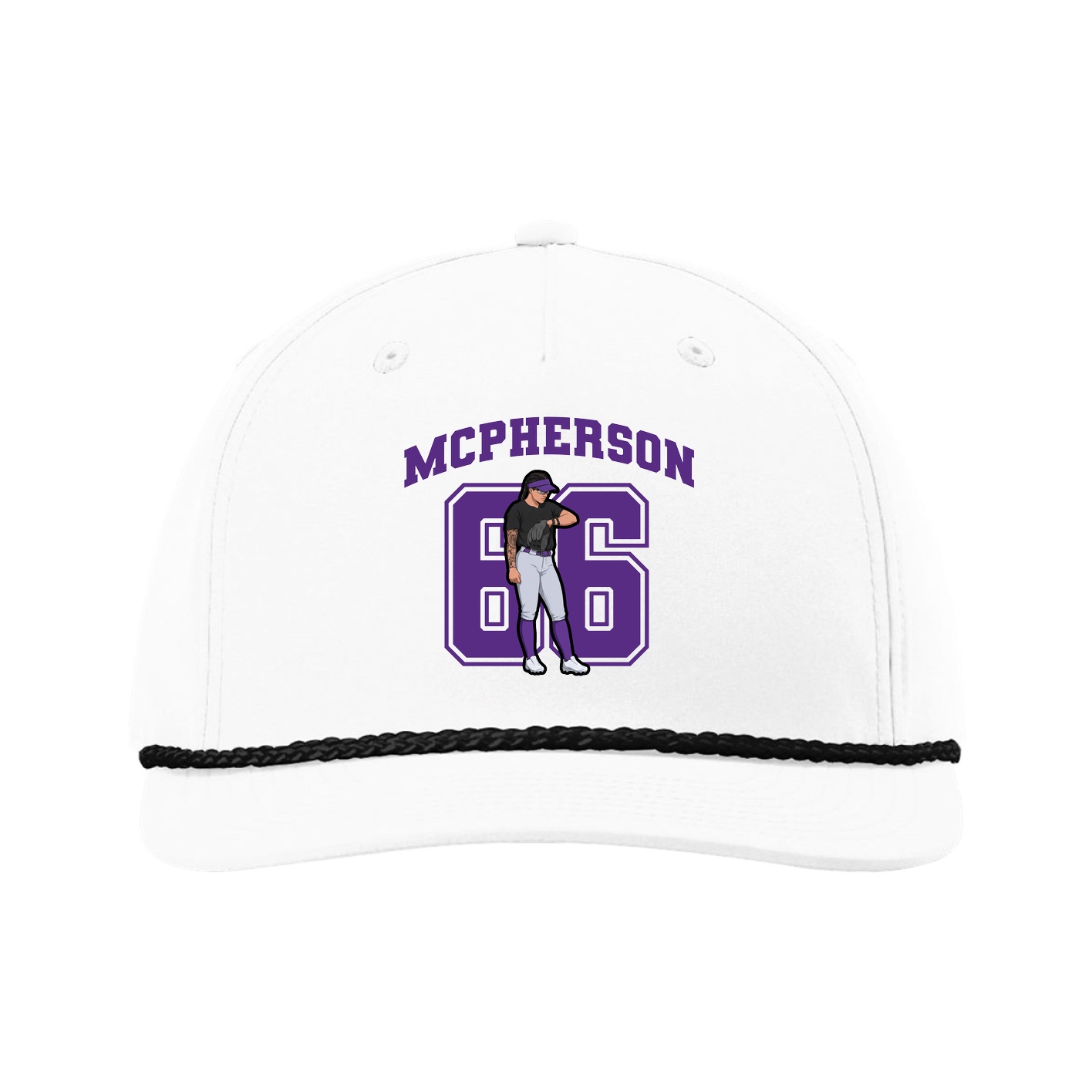 Five-Panel Classic Rope Cap — Number in White