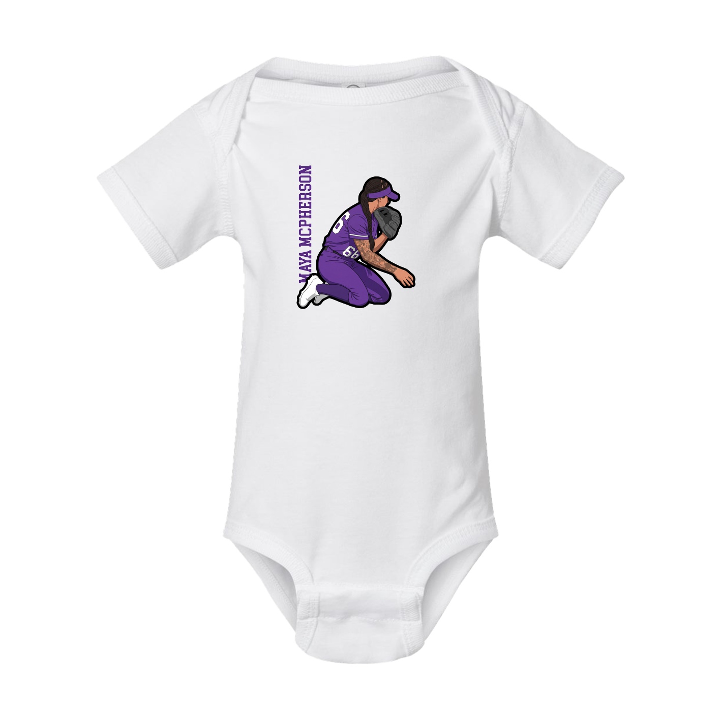 Baby Onesie — Name Vertical in White