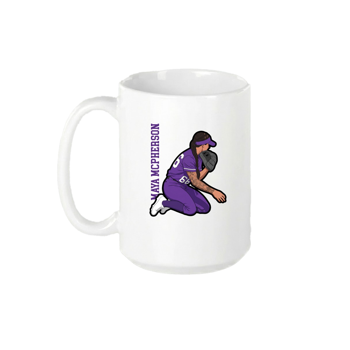 15oz Coffee Mug — Name Vertical in White