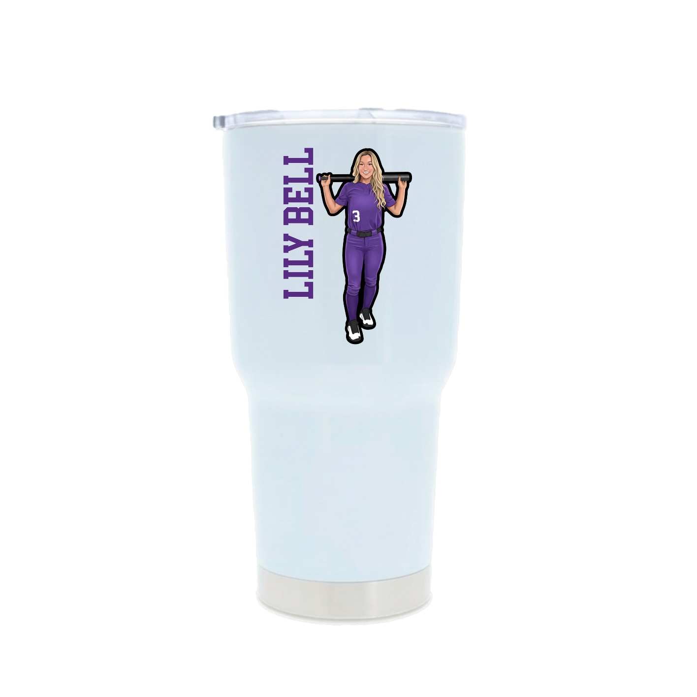 30oz Stainless Steel Tumbler — Name Vertical in White