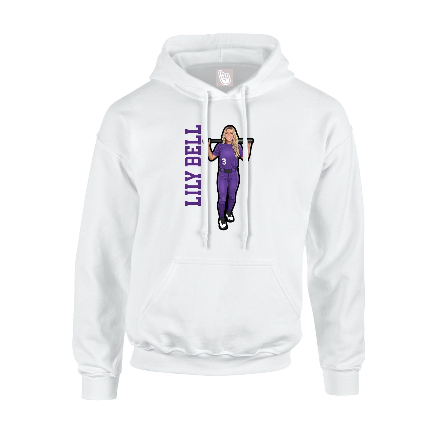 Youth Hoodie — Name Vertical in White