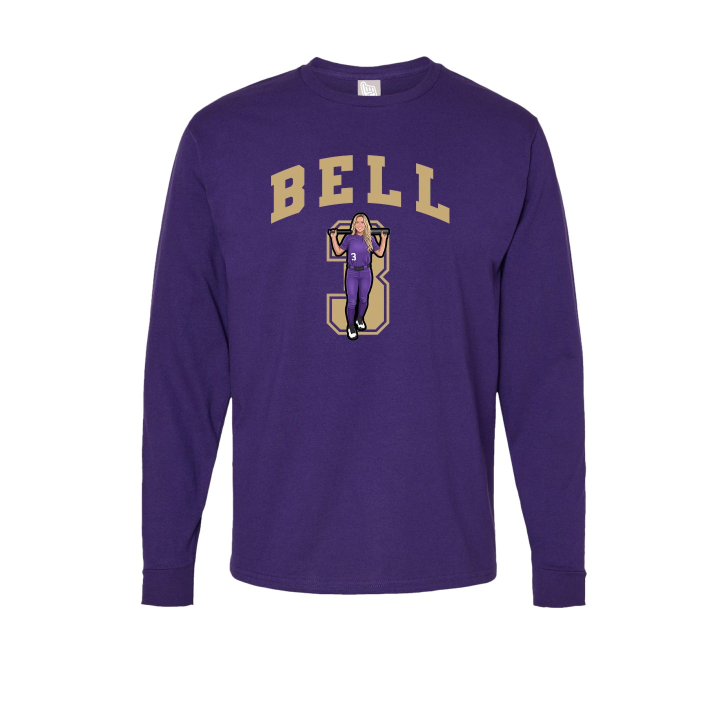 Long Sleeve Tee — Number in Purple
