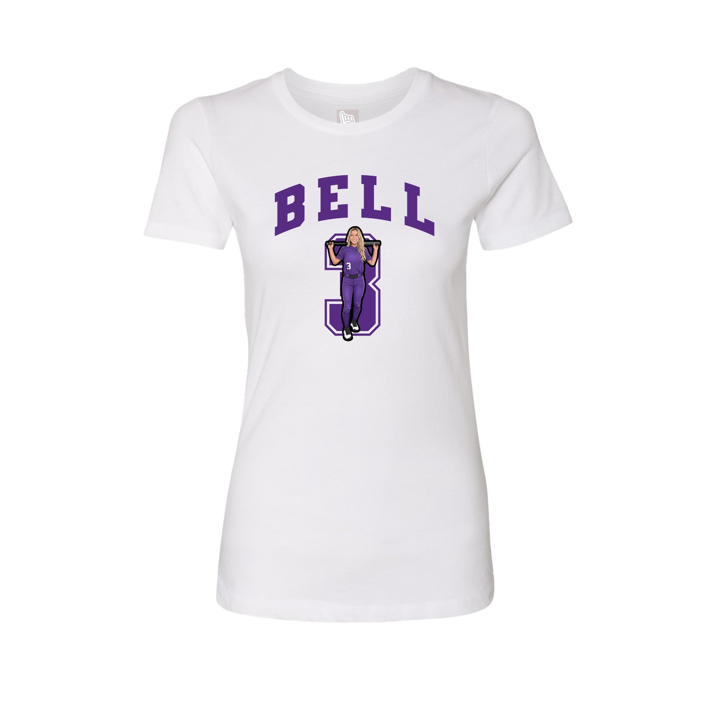 Fitted Women's Tee — Number in White