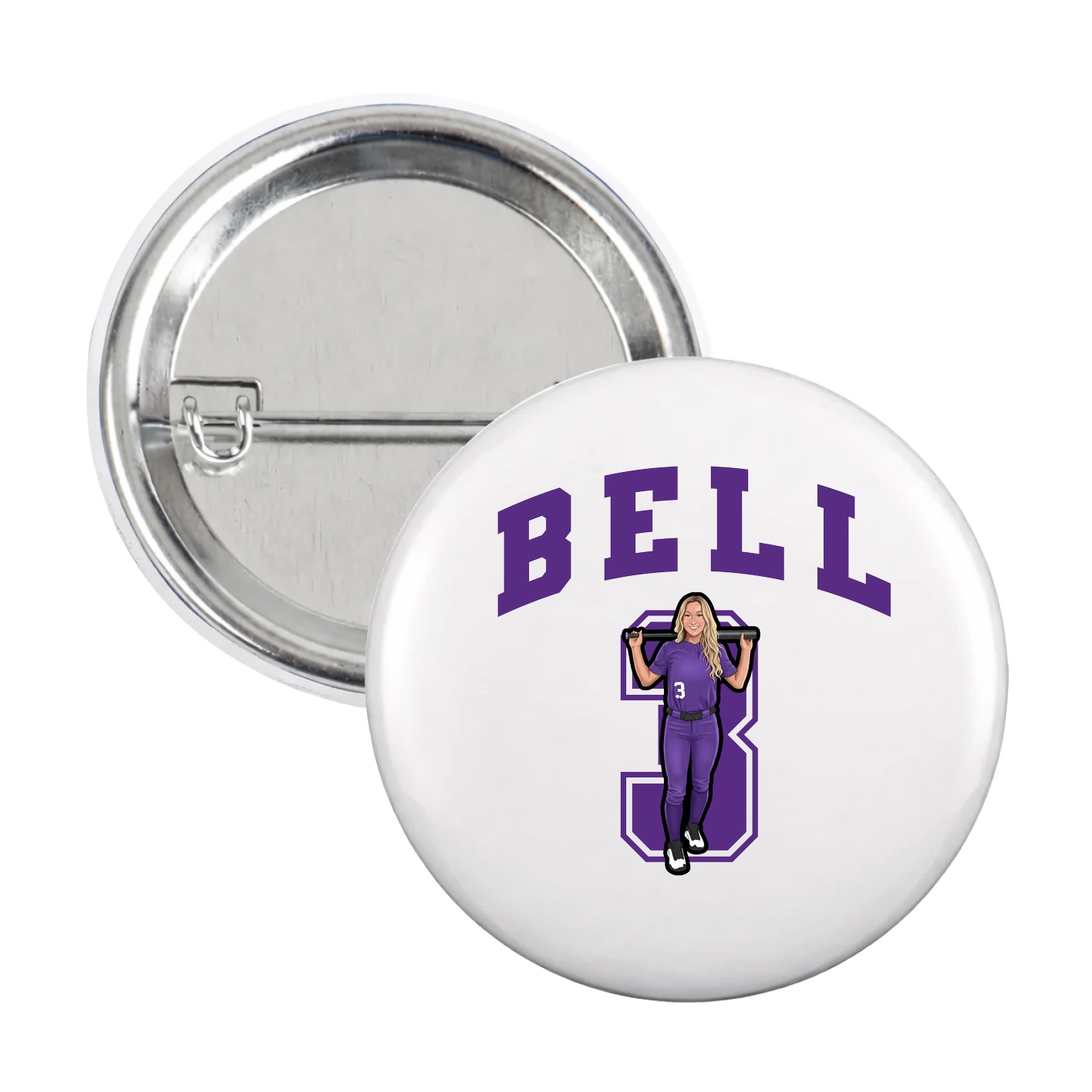 Game Day Button — Number in White