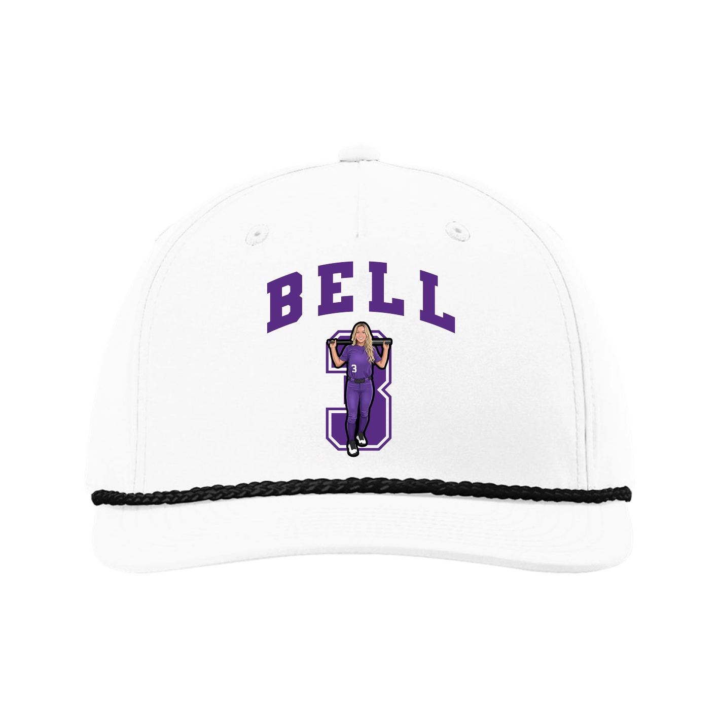 Five-Panel Classic Rope Cap — Number in White
